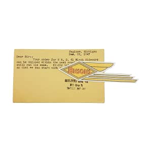 ORIGINAL HARLEY 1947 GOULDING POST CARD (2 BLACK SIDECARS)-KNUCKLEHEAD