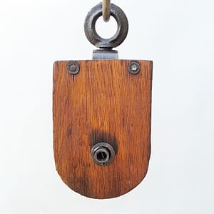 Antique Wooden Block Single Sheave Barn Pulley (071)