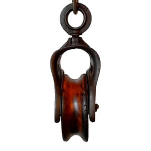 Large Antique Cast Iron Barn Pulley – Wood Wheel (080)