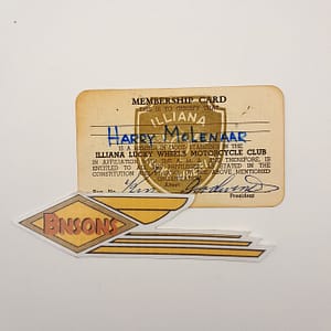 ORIGINAL HARLEY (1970 ILLIANA LUCKY WHEELS M/C) MEMBERSHIP CARD-KNUCKLEHEAD