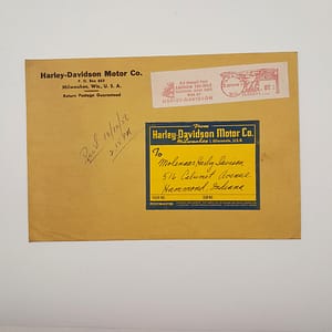 Original Vintage 1956 Harley-Davidson “Counter Flyer” Shipping Envelope