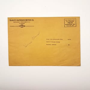 Original Vintage 1945 Harley-Davidson “Steel City M/C” Shipping Envelope