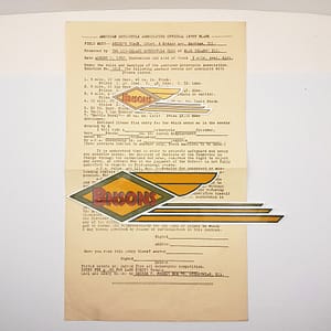 ORIGINAL HARLEY 1932 OFFICIAL ENTRY BLANK “MID-ISLAND M/C” – WLDR, KNUCKLEHEAD