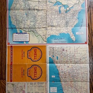 Vintage 1940 s ‘Shell Gasoline ‘ Illinois Touring Map with Radio Log