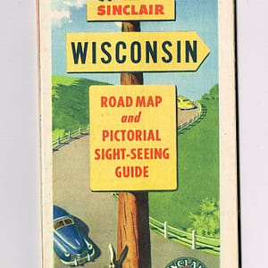 Vintage 1960’s ‘ Sinclair ‘ Wisconsin Road Map & Pictorial Sight-Seeing Map