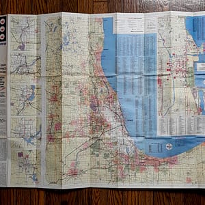 Vintage 1969 ‘ Mobile Gasoline ‘ Illinois and Chicago & Vicinity Map