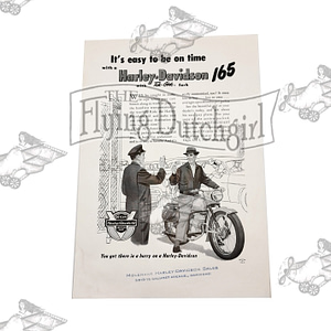 Original 1954 Harley-Davidson 165 HUMMER “EASY TO BE ON TIME” Counter Flyer
