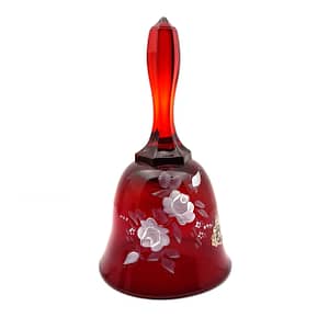 Vintage Fenton Hand-painted Ruby Red Art Glass Bell 1970-1985