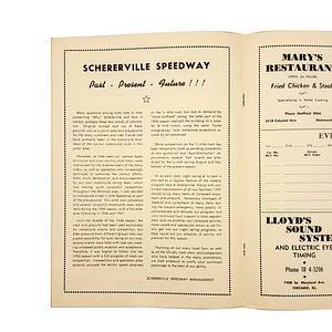 Vintage Original 1951 Schererville Speedway Souvenir Program, MOLENAAR H-D
