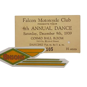 ORIGINAL HARLEY 1939 FALCON M/C (4th ANNUAL DANCE) CHICAGO,ILL – KNUCKLEHEAD