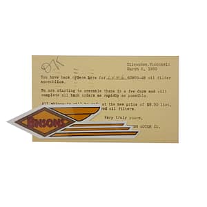 ORIG HARLEY 1950 “OIL FILTER” BACK ORDERS #63800-48 – PANHEAD, KNUCKLEHEAD