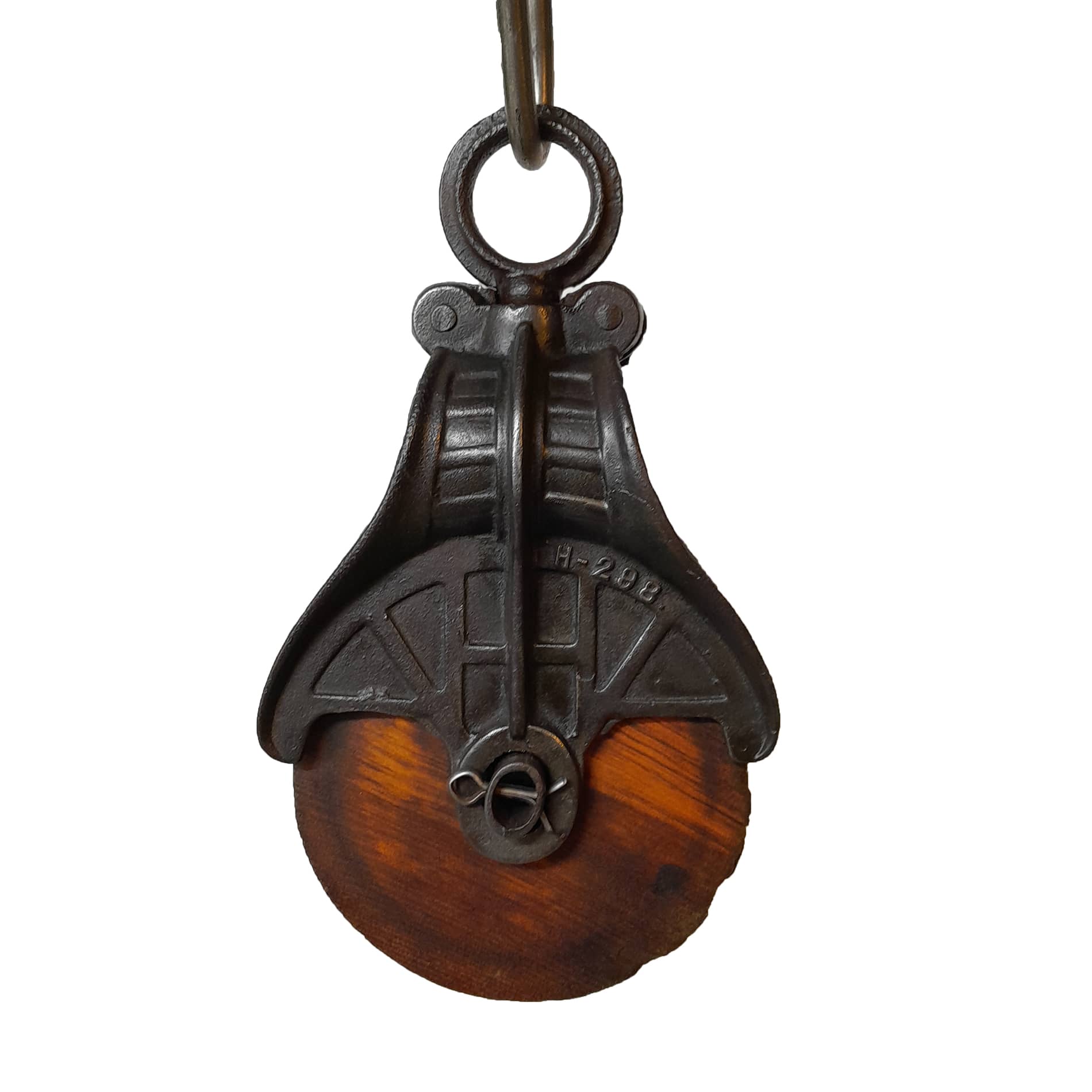Wooden Decorative Pulley With Hook - Silver