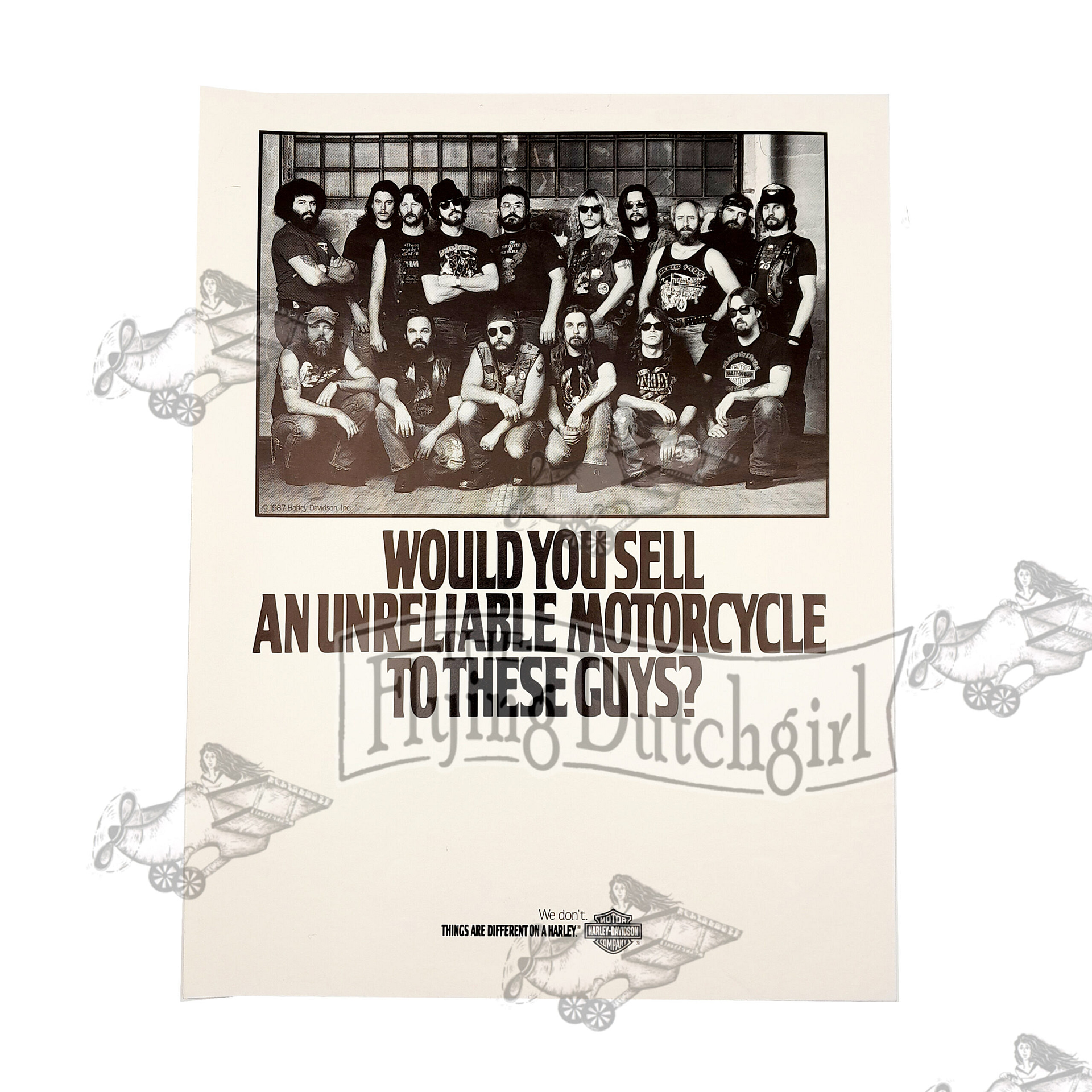 Original 1987 Harley-Davidson “WOULD YOU SELL… TO THESE GUYS” Counter Flyer