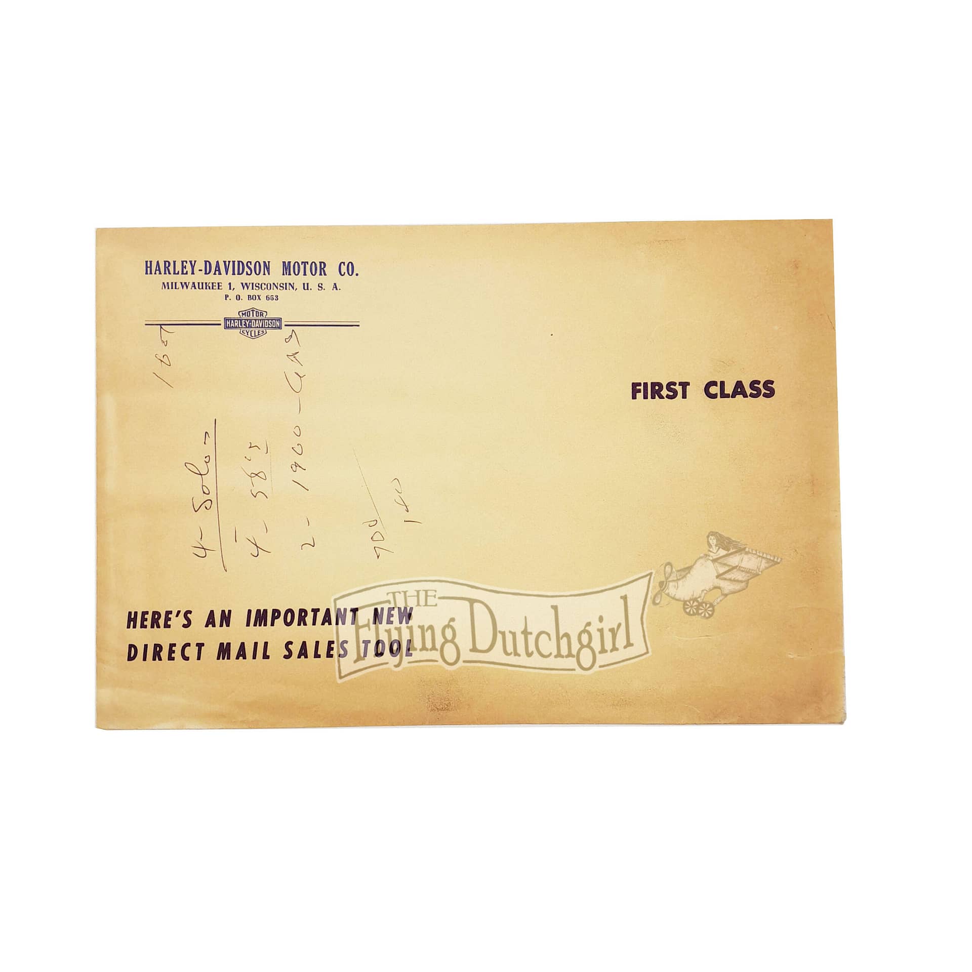 Original Vintage 1930 Harley-Davidson “Literature” Shipping Envelope
