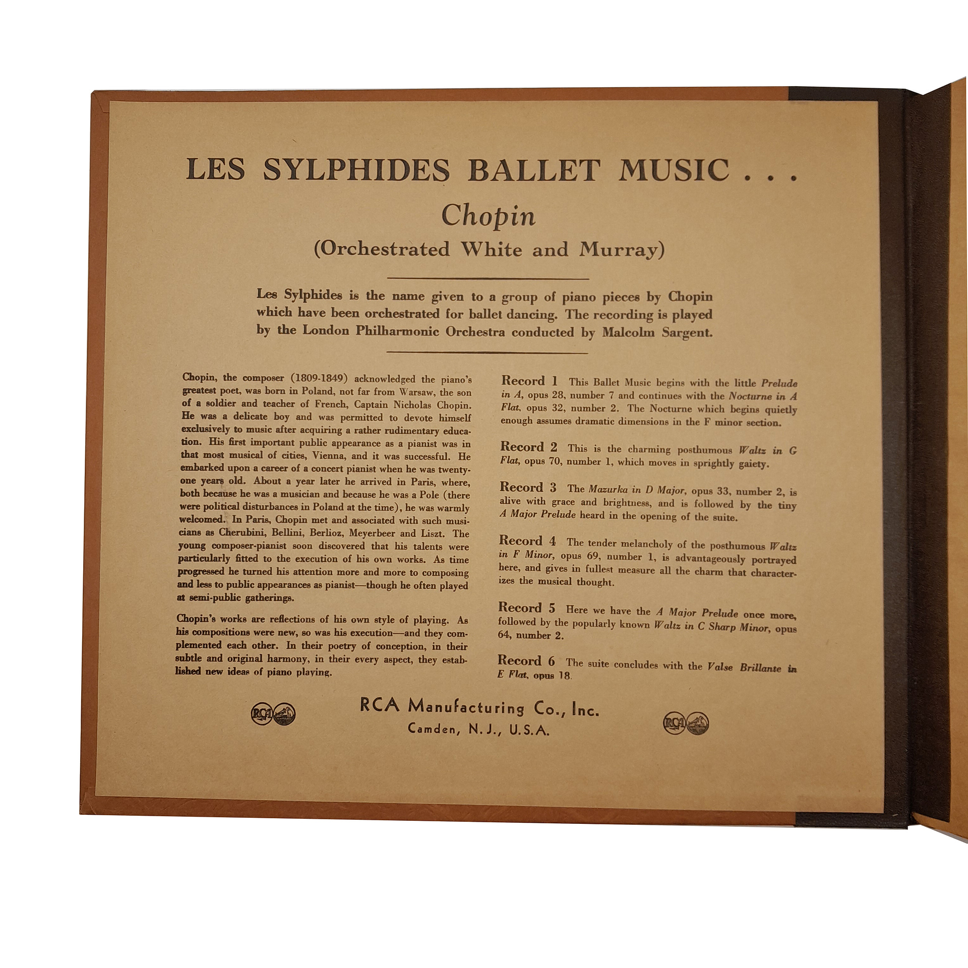 CHOPIN Les Sylphides ’78’ Record Album Set by Victor